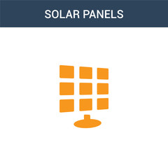 two colored Solar panels concept vector icon. 2 color Solar panels vector illustration. isolated blue and orange eps icon on white background.