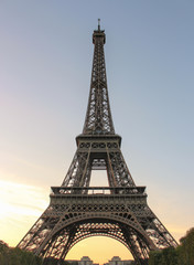 Fototapeta na wymiar Illuminated Eiffel Tower at sunset