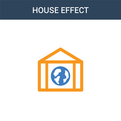 two colored house effect concept vector icon. 2 color house effect vector illustration. isolated blue and orange eps icon on white background.