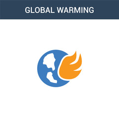two colored Global warming concept vector icon. 2 color Global warming vector illustration. isolated blue and orange eps icon on white background.