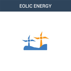 two colored Eolic energy concept vector icon. 2 color Eolic energy vector illustration. isolated blue and orange eps icon on white background.
