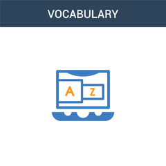two colored Vocabulary concept vector icon. 2 color Vocabulary vector illustration. isolated blue and orange eps icon on white background.