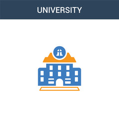 two colored University concept vector icon. 2 color University vector illustration. isolated blue and orange eps icon on white background.