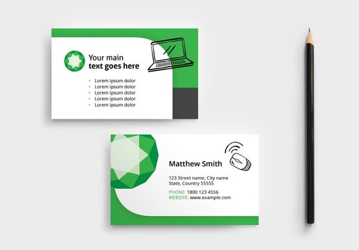 Simple Business Card Layout with Computer Icons