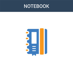 two colored Notebook concept vector icon. 2 color Notebook vector illustration. isolated blue and orange eps icon on white background.