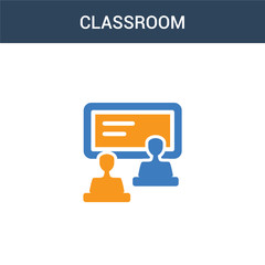two colored Classroom concept vector icon. 2 color Classroom vector illustration. isolated blue and orange eps icon on white background.