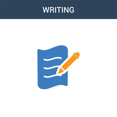 two colored Writing concept vector icon. 2 color Writing vector illustration. isolated blue and orange eps icon on white background.