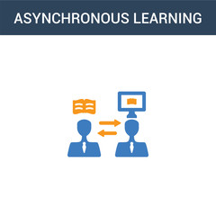 two colored Asynchronous Learning concept vector icon. 2 color Asynchronous Learning vector illustration. isolated blue and orange eps icon on white background.