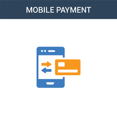 two colored Mobile payment concept vector icon. 2 color Mobile payment vector illustration. isolated blue and orange eps icon on white background.