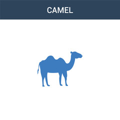 two colored Camel concept vector icon. 2 color Camel vector illustration. isolated blue and orange eps icon on white background.