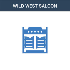 two colored wild west Saloon concept vector icon. 2 color wild west Saloon vector illustration. isolated blue and orange eps icon on white background.