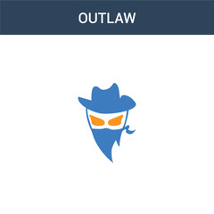 two colored Outlaw concept vector icon. 2 color Outlaw vector illustration. isolated blue and orange eps icon on white background.