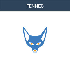 two colored Fennec concept vector icon. 2 color Fennec vector illustration. isolated blue and orange eps icon on white background.