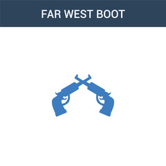 two colored far west Boot concept vector icon. 2 color far west Boot vector illustration. isolated blue and orange eps icon on white background.