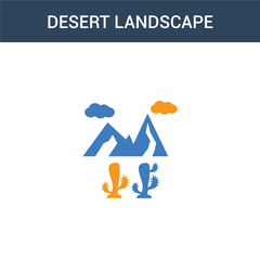 two colored Desert Landscape concept vector icon. 2 color Desert Landscape vector illustration. isolated blue and orange eps icon on white background.