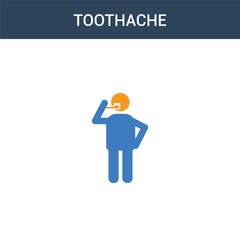 two colored Toothache concept vector icon. 2 color Toothache vector illustration. isolated blue and orange eps icon on white background.