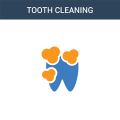 two colored Tooth cleaning concept vector icon. 2 color Tooth cleaning vector illustration. isolated blue and orange eps icon on white background.