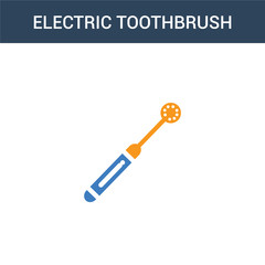 two colored Electric toothbrush concept vector icon. 2 color Electric toothbrush vector illustration. isolated blue and orange eps icon on white background.