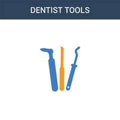 two colored Dentist tools concept vector icon. 2 color Dentist tools vector illustration. isolated blue and orange eps icon on white background.