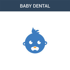 two colored Baby dental concept vector icon. 2 color Baby dental vector illustration. isolated blue and orange eps icon on white background.