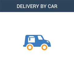 two colored Delivery by car concept vector icon. 2 color Delivery by car vector illustration. isolated blue and orange eps icon on white background.