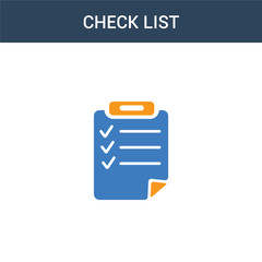 two colored Check List concept vector icon. 2 color Check List vector illustration. isolated blue and orange eps icon on white background.