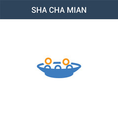 two colored Sha Cha Mian concept vector icon. 2 color Sha Cha Mian vector illustration. isolated blue and orange eps icon on white background.
