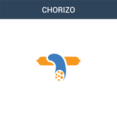 two colored Chorizo concept vector icon. 2 color Chorizo vector illustration. isolated blue and orange eps icon on white background.