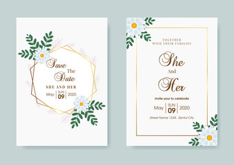 wedding invitation template with flowers