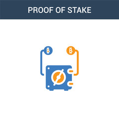 Obraz premium two colored Proof of stake concept vector icon. 2 color Proof of stake vector illustration. isolated blue and orange eps icon on white background.