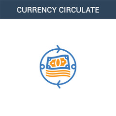 two colored currency circulate concept vector icon. 2 color currency circulate vector illustration. isolated blue and orange eps icon on white background.