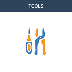 two colored Tools concept vector icon. 2 color Tools vector illustration. isolated blue and orange eps icon on white background.