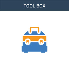 two colored Tool box concept vector icon. 2 color Tool box vector illustration. isolated blue and orange eps icon on white background.