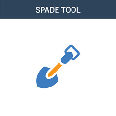 two colored Spade tool concept vector icon. 2 color Spade tool vector illustration. isolated blue and orange eps icon on white background.