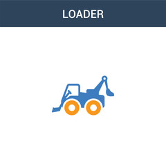 Fototapeta na wymiar two colored Loader concept vector icon. 2 color Loader vector illustration. isolated blue and orange eps icon on white background.