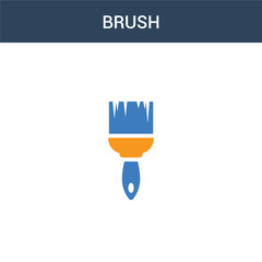 two colored Brush concept vector icon. 2 color Brush vector illustration. isolated blue and orange eps icon on white background.