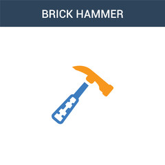 two colored Brick hammer concept vector icon. 2 color Brick hammer vector illustration. isolated blue and orange eps icon on white background.