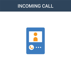 two colored Incoming call concept vector icon. 2 color Incoming call vector illustration. isolated blue and orange eps icon on white background.