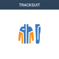 two colored tracksuit concept vector icon. 2 color tracksuit vector illustration. isolated blue and orange eps icon on white background.