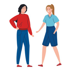 beautiful women walking isolated icon vector illustration design