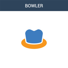 two colored Bowler concept vector icon. 2 color Bowler vector illustration. isolated blue and orange eps icon on white background.