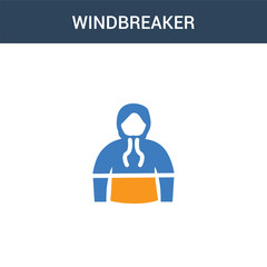 two colored windbreaker concept vector icon. 2 color windbreaker vector illustration. isolated blue and orange eps icon on white background.