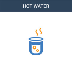 two colored Hot water concept vector icon. 2 color Hot water vector illustration. isolated blue and orange eps icon on white background.