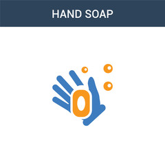 two colored Hand soap concept vector icon. 2 color Hand soap vector illustration. isolated blue and orange eps icon on white background.