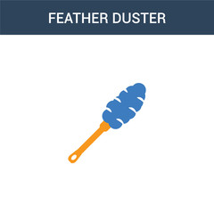 two colored Feather duster concept vector icon. 2 color Feather duster vector illustration. isolated blue and orange eps icon on white background.