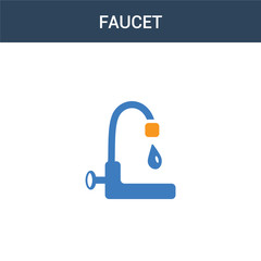 two colored Faucet concept vector icon. 2 color Faucet vector illustration. isolated blue and orange eps icon on white background.