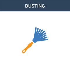 two colored Dusting concept vector icon. 2 color Dusting vector illustration. isolated blue and orange eps icon on white background.