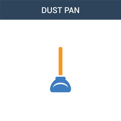 two colored Dust pan concept vector icon. 2 color Dust pan vector illustration. isolated blue and orange eps icon on white background.