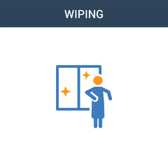 Fototapeta premium two colored Wiping concept vector icon. 2 color Wiping vector illustration. isolated blue and orange eps icon on white background.