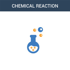 two colored Chemical Reaction concept vector icon. 2 color Chemical Reaction vector illustration. isolated blue and orange eps icon on white background.